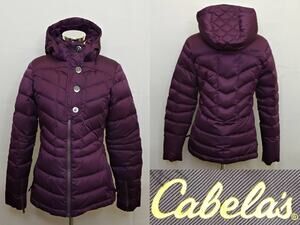 Cabela's Down Puffer Jacket Women's S Purple Faux Fur Lining Hooded #J4933